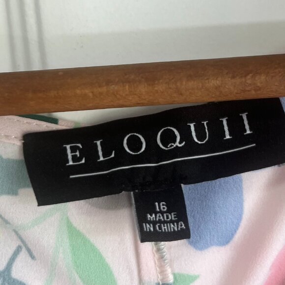 Eloquii Shoulder Tie Pastel Multi Color Floral Blouse with Long Sleeves Size 16 - Picture 6 of 10